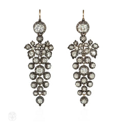 Early Victorian diamond grape cluster earrings