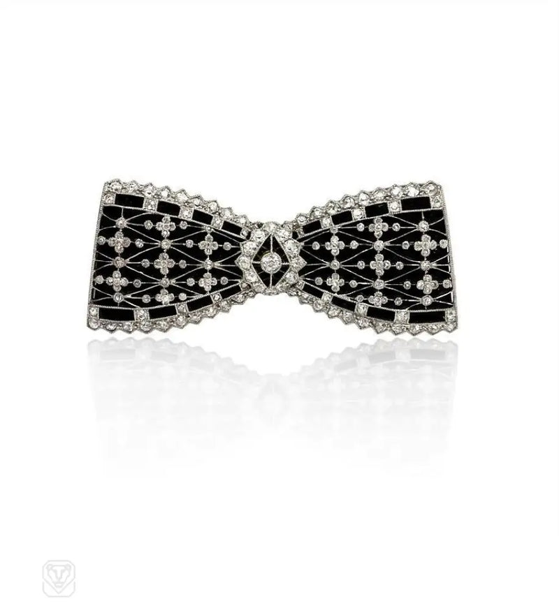 Edwardian Diamond And Velvet Bow Brooch