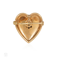 Edwardian pavé pearl and diamond heart pendant