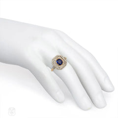 Edwardian sapphire and diamond ring, France