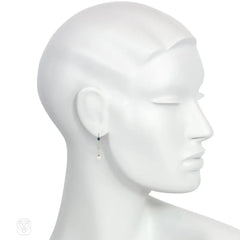 Edwardian sapphire, diamond, and pearl knife-edge earrings