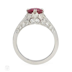 Edwardian style ruby ring in platinum