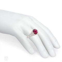 Edwardian style ruby ring in platinum