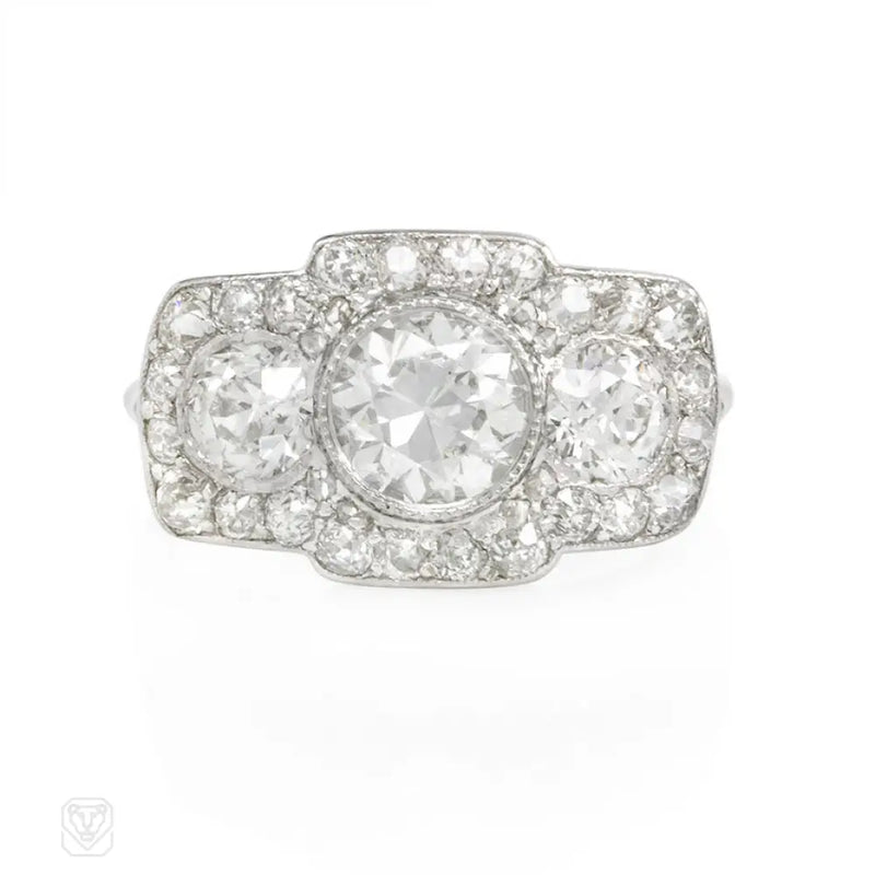 Edwardian Three - Stone Old European Cut Diamond Ring