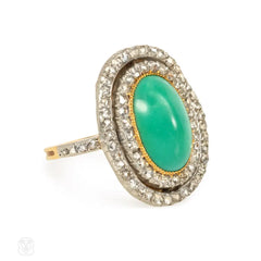 Edwardian turquoise and diamond ring, France
