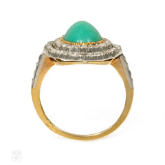 Edwardian turquoise and diamond ring, France