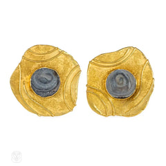 Elizabeth Gage gold and quartz earrings