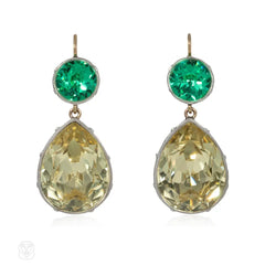 Emerald paste and jonquil paste drop earrings