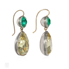 Emerald paste and jonquil paste drop earrings