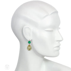 Emerald paste and jonquil paste drop earrings