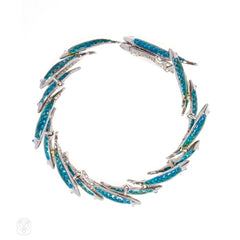 Enamel and stainless steel school of fish bracelet