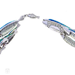 Enamel and stainless steel school of fish necklace