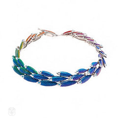 Enamel and stainless steel school of fish necklace