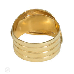 English Edwardian gold and diamond bypass snake ring
