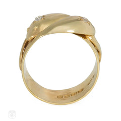 English Edwardian gold and diamond bypass snake ring