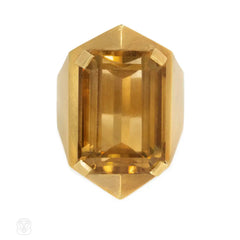 English hexagonal citrine ring