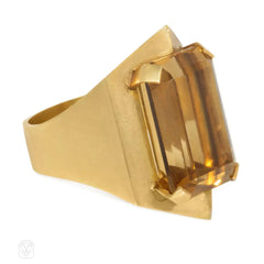 English hexagonal citrine ring