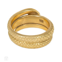 Estate gold and diamond bypass snake ring