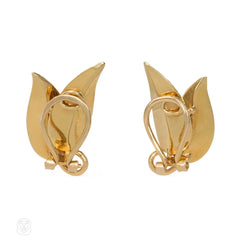 Estate gold leaf earrings