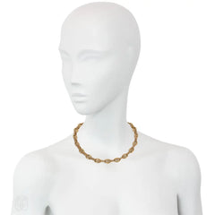 Estate gold mesh and anchor link necklace