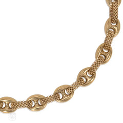 Estate gold mesh and anchor link necklace