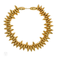 Estate gold oblong pod link necklace