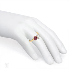 Estate ruby and diamond bypass ring
