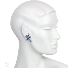 Faux aquamarine branch coral earrings