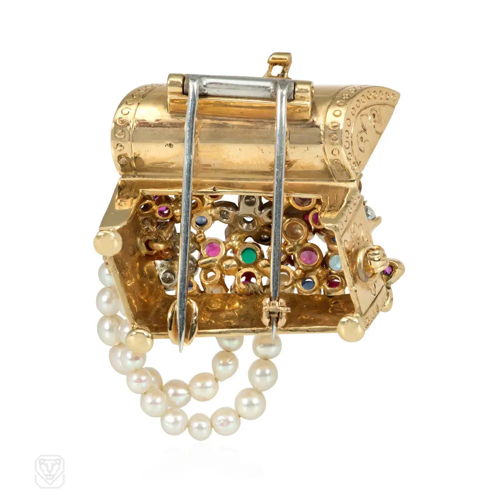 Flato Retro multigem treasure chest brooch Kentshire
