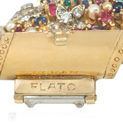 Flato Retro multigem treasure chest brooch