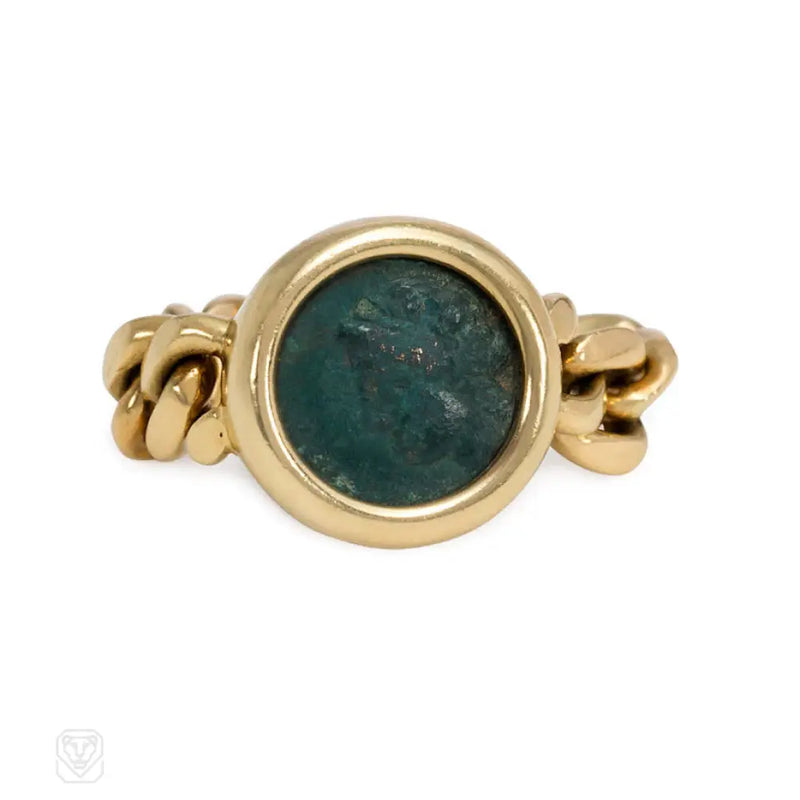 Flexible Gold Ring Set With An Ancient Greek Coin. Bulgari.