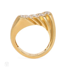 Fluted gold and diamond ring, Cartier