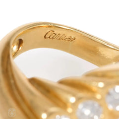 Fluted gold and diamond ring, Cartier