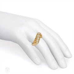 Fluted gold and diamond ring, Cartier