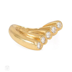 Fluted gold and diamond ring, Cartier