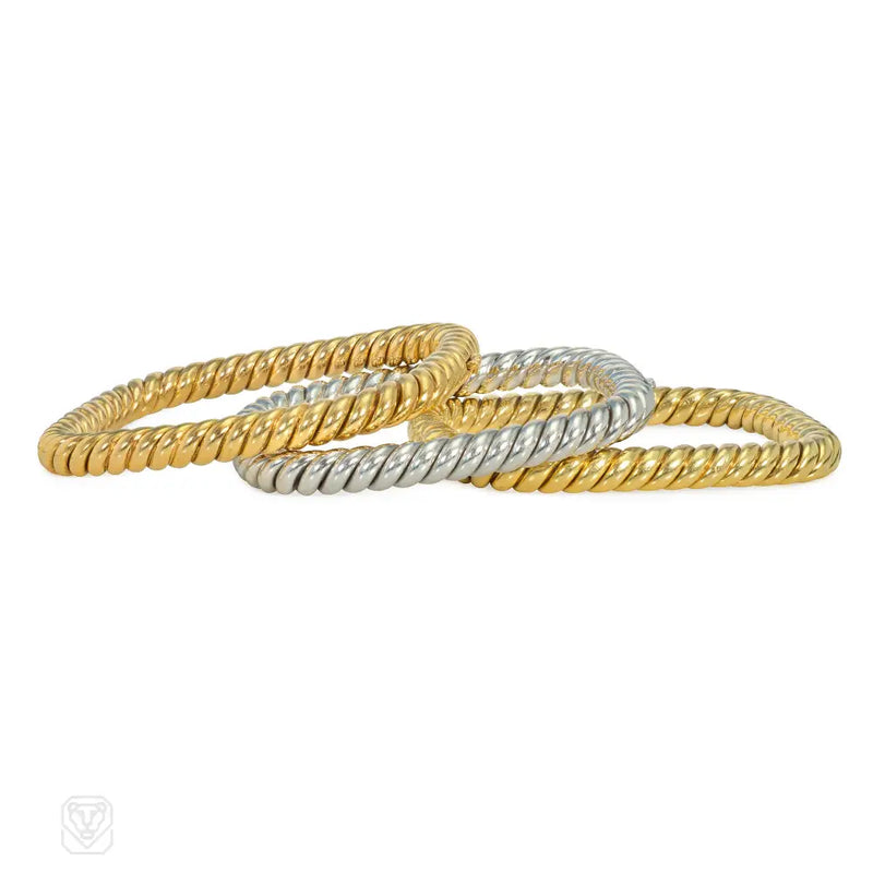 Fred Paris Set Of Three Square Gold Bracelets