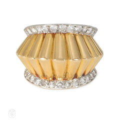 French 1950s diamond and gold fan ring