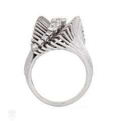 French 1950s white gold and diamond ring