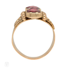 French antique gold and garnet harem ring