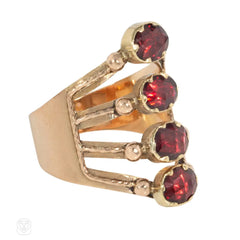 French antique gold and garnet harem ring