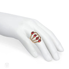 French antique gold and garnet harem ring