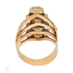 French antique gold and garnet harem ring