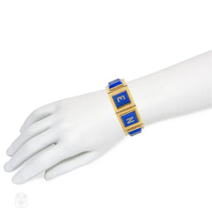 French antique lapis and diamond SOUVENIR bracelet