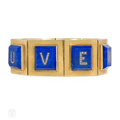 French antique lapis and diamond SOUVENIR bracelet