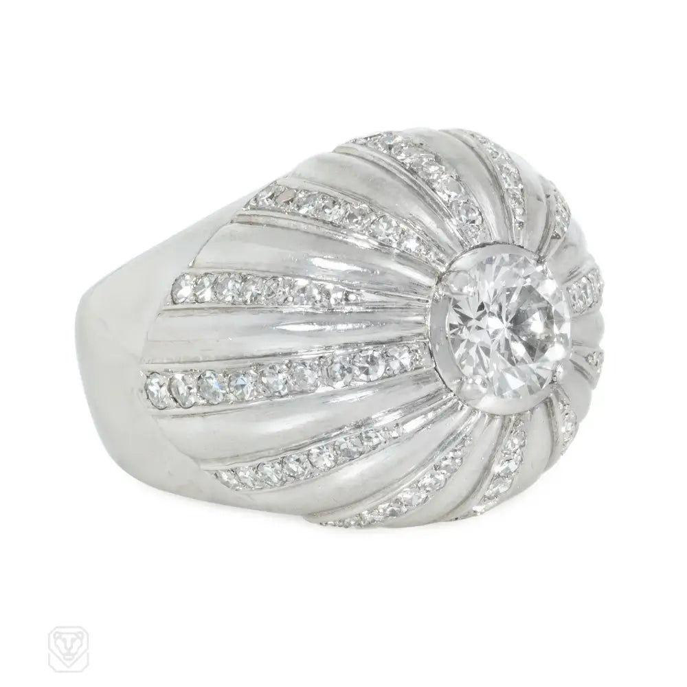 French Art Deco bombé diamond ring