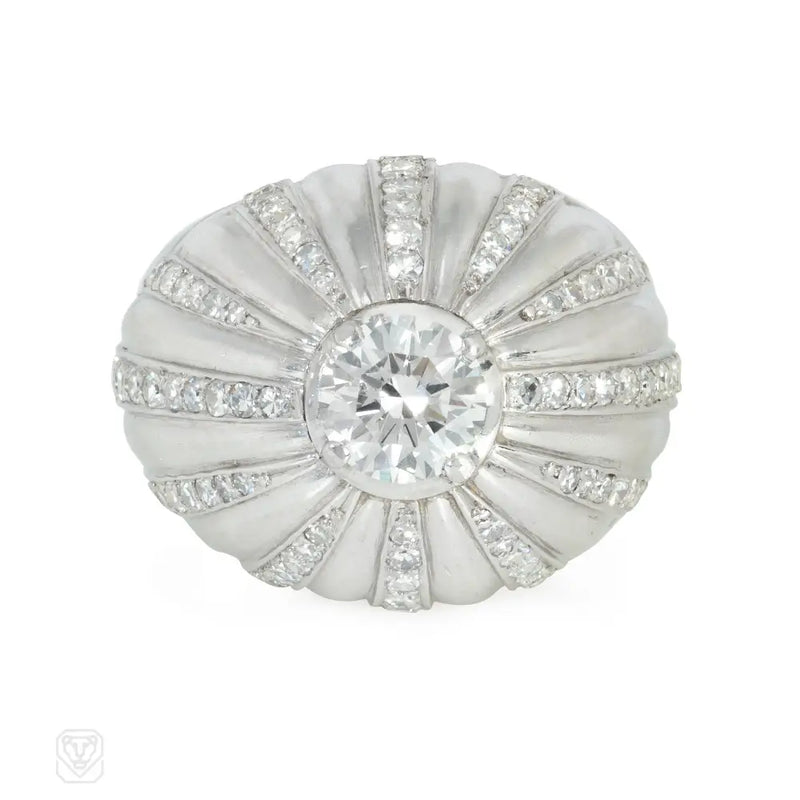 French Art Deco Bombé Diamond Ring