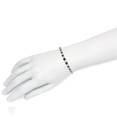French Art Deco diamond and onyx line bracelet
