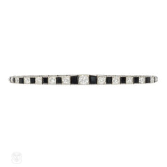 French Art Deco diamond and onyx line bracelet