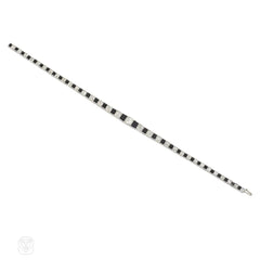 French Art Deco diamond and onyx line bracelet