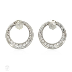 French Art Deco diamond hoop earrings